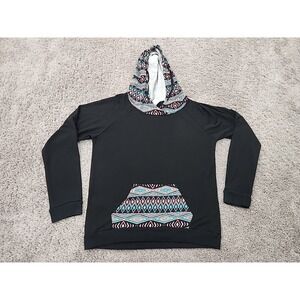 Luna Chix Hoodie Womens M Black Pullover Raglan Aztec Southwestern Made in USA